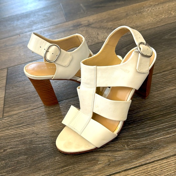 Via Spiga Shoes - VIA SPIGA, size 7 white leather heeled sandals.